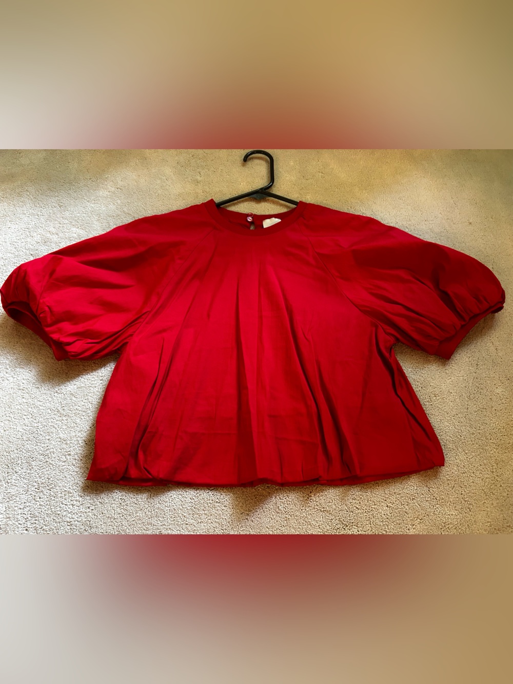 Maeve Anthropologie Red Puff Sleeve Bubble top XS